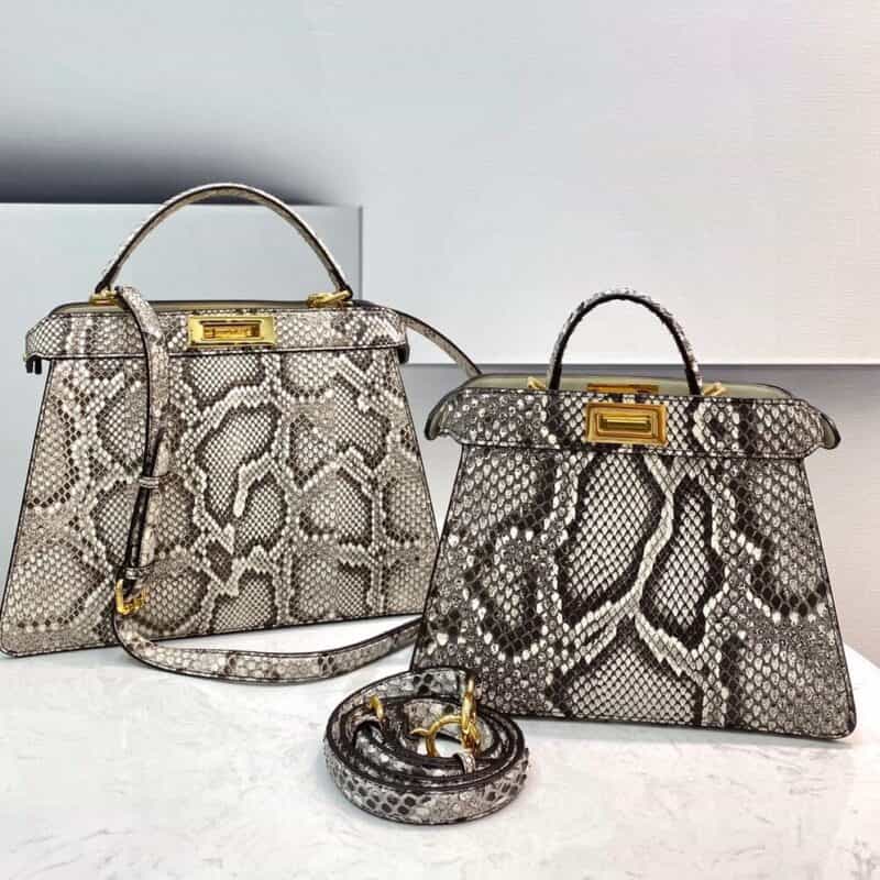 FENDI芬迪蟒蛇皮peekaboo手袋80023S 80023L