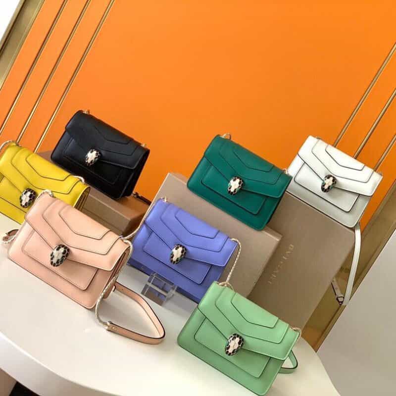 BVLGARI宝格丽意大利小牛皮蛇头双层肩背包289672