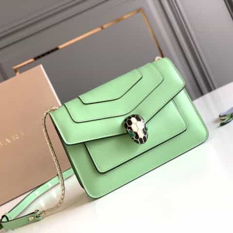 BVLGARI宝格丽意大利小牛皮蛇头双层肩背包289672