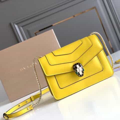 BVLGARI宝格丽意大利小牛皮蛇头双层肩背包289672