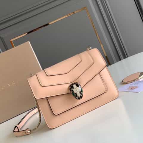 BVLGARI宝格丽意大利小牛皮蛇头双层肩背包289672