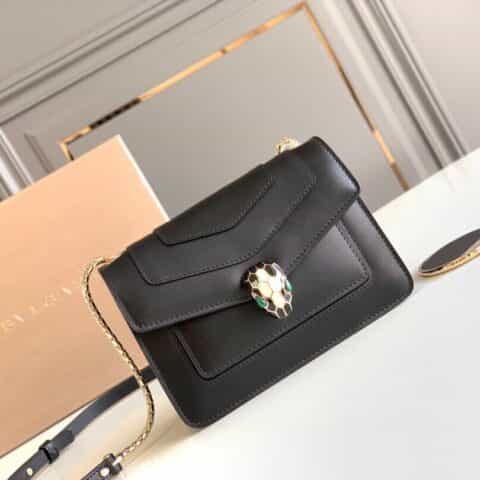 BVLGARI宝格丽意大利小牛皮蛇头双层肩背包289672