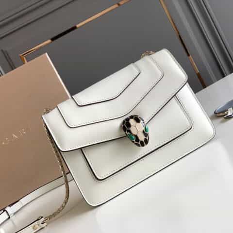 BVLGARI宝格丽意大利小牛皮蛇头双层肩背包289672