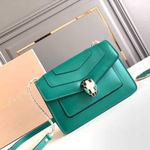 BVLGARI宝格丽意大利小牛皮蛇头双层肩背包289672