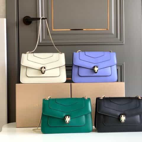 BVLGARI宝格丽小牛皮蛇头双层肩背包290323