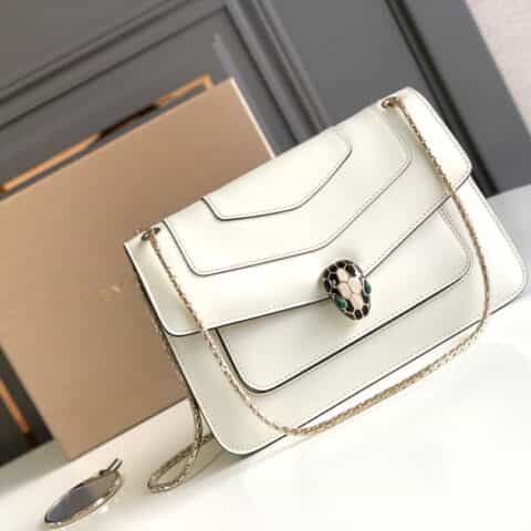 BVLGARI宝格丽小牛皮蛇头双层肩背包290323