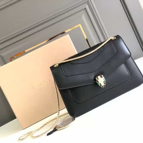 BVLGARI宝格丽小牛皮蛇头双层肩背包290323