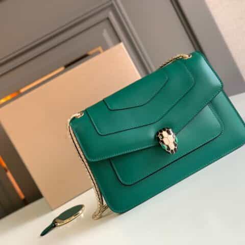 BVLGARI宝格丽小牛皮蛇头双层肩背包290323