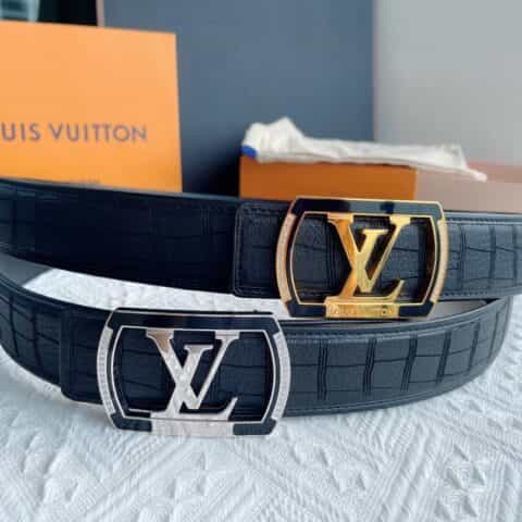 LV/路易威登     钢树脂工艺镶嵌锆稀缺鹿皮男士腰带4.0cm
