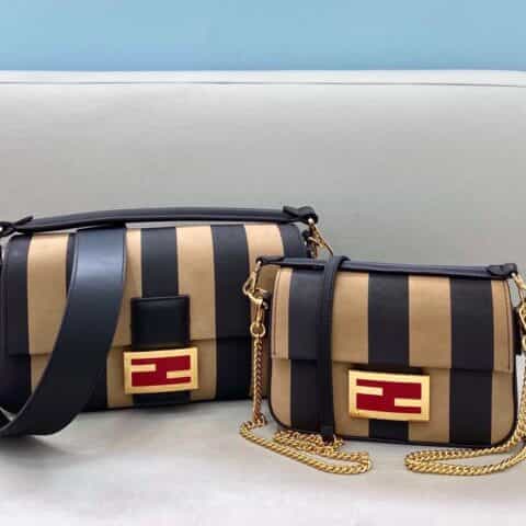 FENDI芬迪简约风条纹法棍包0162L 0162S