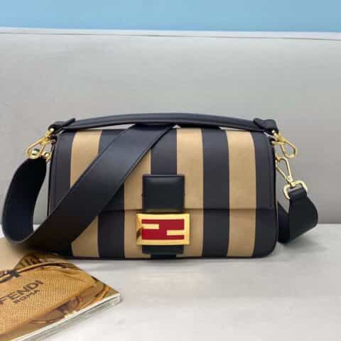 FENDI芬迪简约风条纹法棍包0162L 0162S