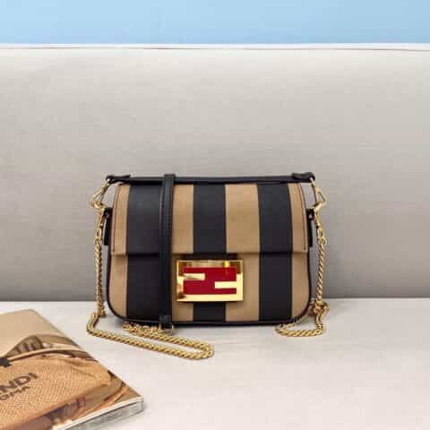 FENDI芬迪简约风条纹法棍包0162L 0162S