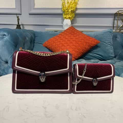 BVLGARI宝格丽线形小牛皮边饰Serpenti Diamond Blast 肩背包288124 288126