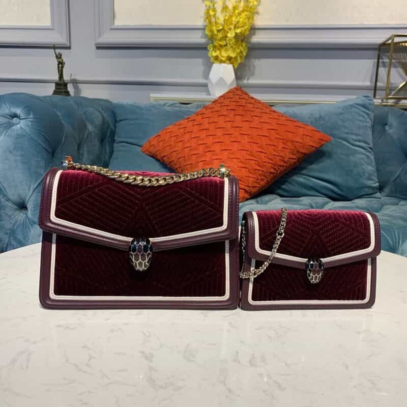 BVLGARI宝格丽线形小牛皮边饰Serpenti Diamond Blast 肩背包288124 288126