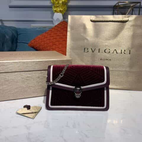 BVLGARI宝格丽线形小牛皮边饰Serpenti Diamond Blast 肩背包288124 288126