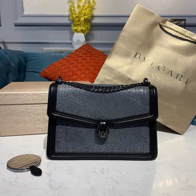 BVLGARI宝格丽Serpenti Diamond Blast 水蛇纹肩包288124