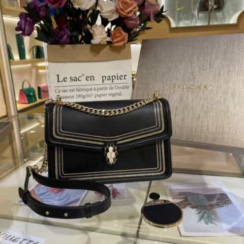 BVLGARI宝格丽Serpenti Diamond Blast系列小牛皮肩背包288656