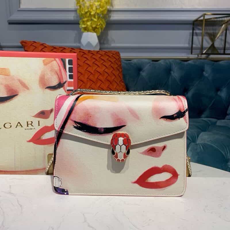 BVLGARI宝格丽珊瑚红小牛皮肩背包61879