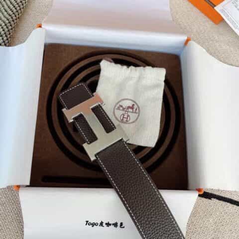Hermès爱马仕   专柜原料Togo 皮H焊点扣38mm男士腰带