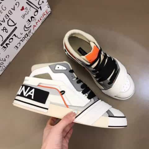 D&G杜嘉班纳    进口牛皮材质头层牛皮拼色高帮休闲男鞋