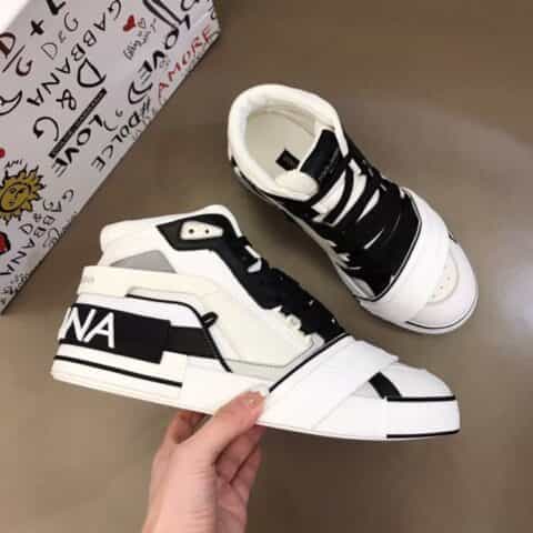 D&G杜嘉班纳    进口牛皮材质头层牛皮拼色高帮休闲男鞋