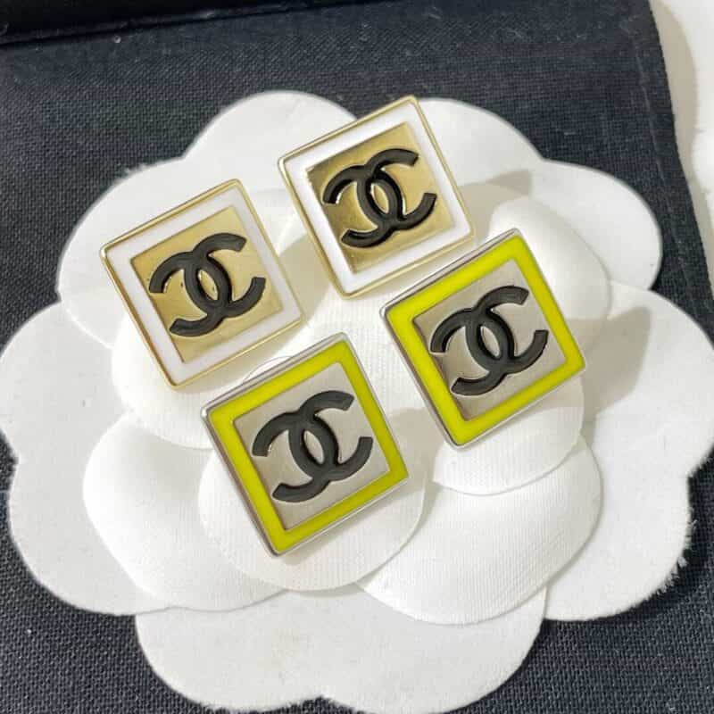 2021新款CHANEL香奈儿双c正方形耳钉耳环