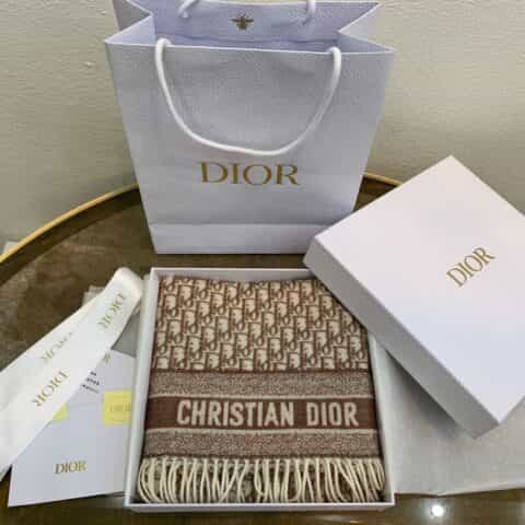 Dior迪奥经典老花 Oblique 印花新版羊绒围巾01CDO309I093_C340