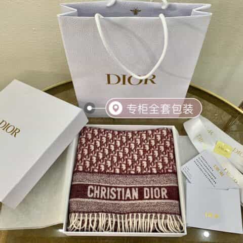 Dior迪奥经典老花 Oblique 印花新版羊绒围巾01CDO309I093_C340