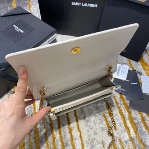 Saint laurent Ysl Sunset Woc 19 鳄鱼纹日落包 533026白色金扣