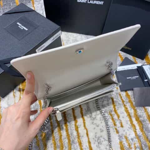 Saint laurent Ysl Sunset Woc 19 鳄鱼纹日落包 533026白色银扣