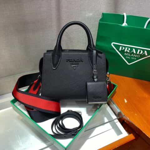 Prada Saffiano皮革手提包 1BA269黑色