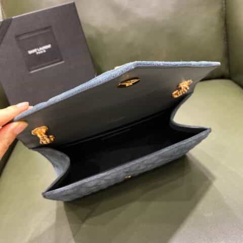 Saint laurent Ysl Envelope 24 羊绒磨砂皮信封包 487206孔雀蓝