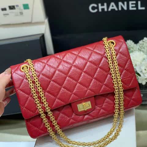 Chanel 纯原厂2.55 reissue系列单肩斜挎包 A37587红色金扣
