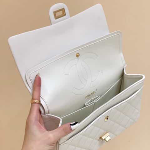 Chanel 纯原厂2.55 reissue系列单肩斜挎包 A37587白色金扣