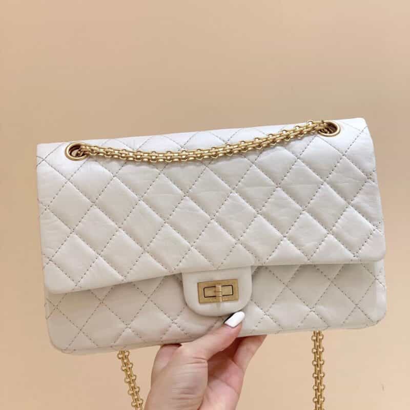Chanel 纯原厂2.55 reissue系列单肩斜挎包 A37587白色金扣