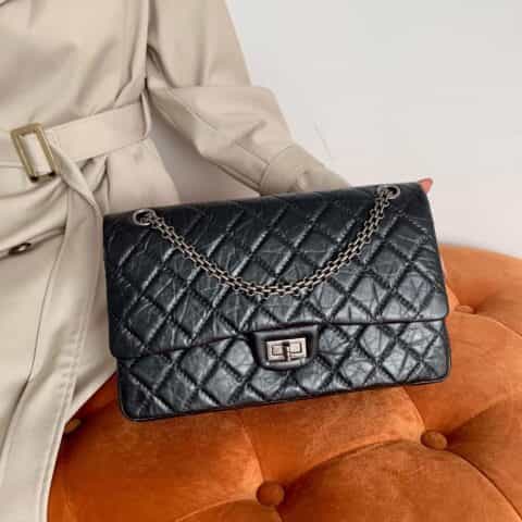 Chanel 纯原厂2.55 reissue系列单肩斜挎包 A37587黑色银扣