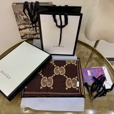 GUCCI古驰𝐺𝐺字母交织提花围巾598993
