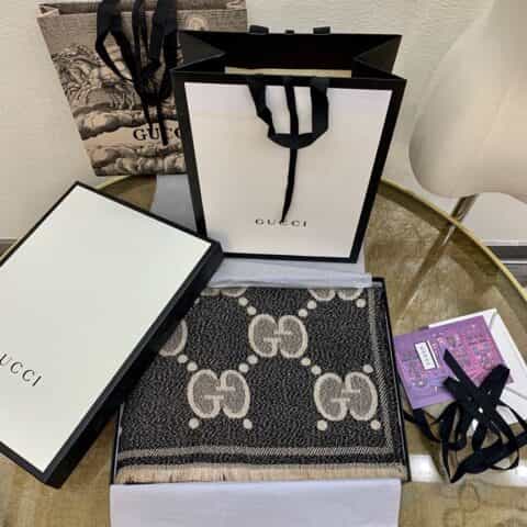 GUCCI古驰𝐺𝐺字母交织提花围巾598993