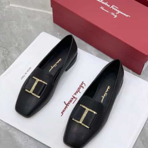 SF salvatore Ferraga*o菲拉*慕小方头蝴蝶结乐福鞋