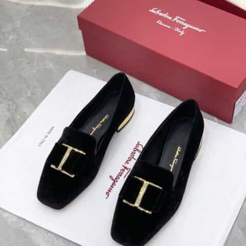 SF salvatore Ferraga*o菲拉*慕小方头蝴蝶结乐福鞋