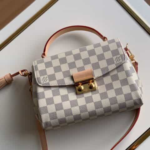 Louis Vuitton LV Croisette 棋盘格手提包 N41581白色