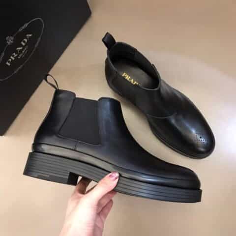 PRADA/普拉达   2021进口开边珠牛皮秋冬切尔西靴