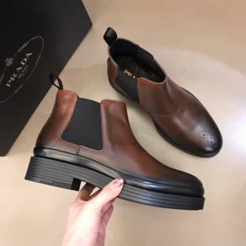 PRADA/普拉达   2021进口开边珠牛皮秋冬切尔西靴