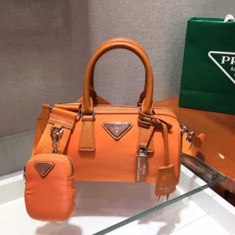 Prada hyper leaves 波士顿三合一枕头包 1BA846橘色