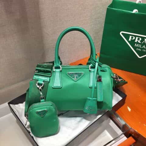 Prada hyper leaves 波士顿三合一枕头包 1BA846绿色