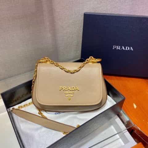 Prada Saffiano皮革单肩斜挎包 1BD275卡其