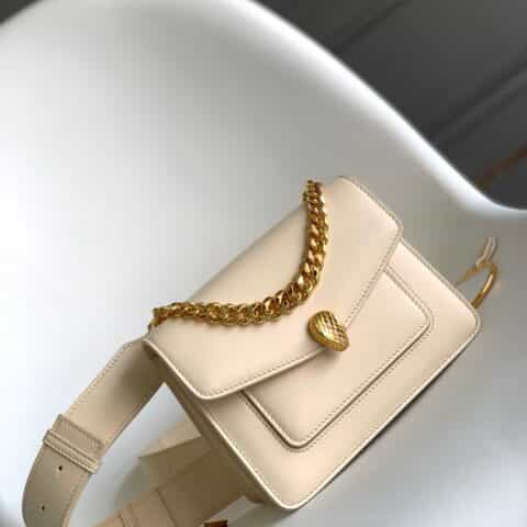 BVLGARI宝格丽象牙白小羊皮斜挎包61879