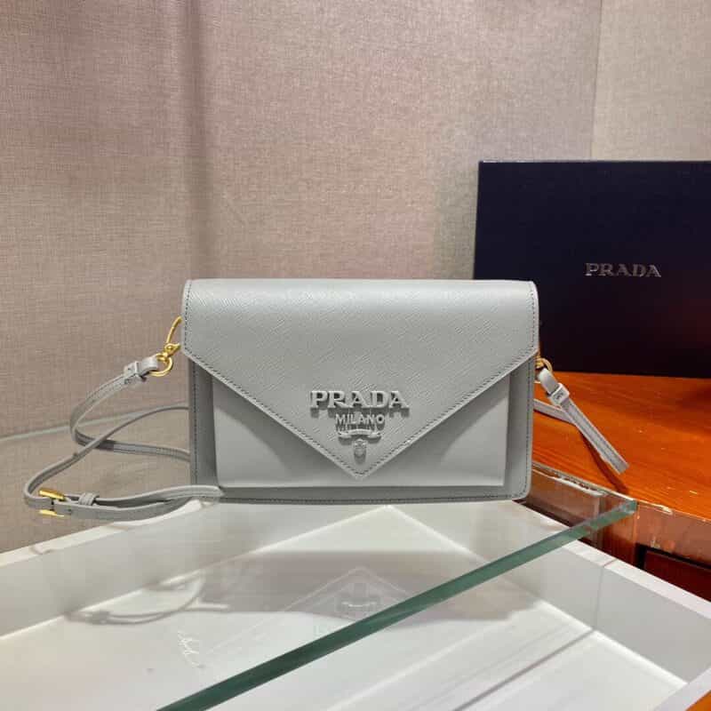 Prada Saffiano皮革斜挎包 1BP020灰色