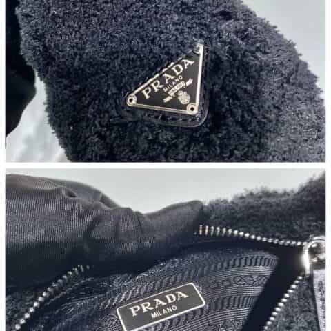 Prada 毛绒绒Hobo腋下包 1NE515黑色