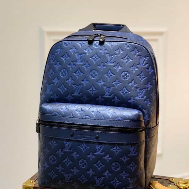 LOUIS VUITTON Calfskin Monogram Shadow Sprinter Backpack Blue